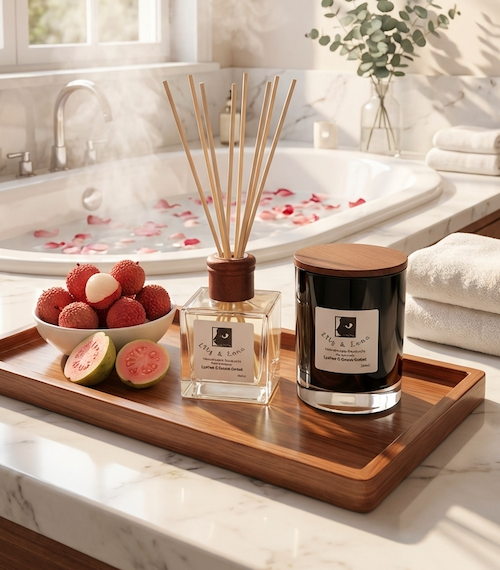 Soy Candle & Reed Diffuser Combo - Lychee & Guava Sorbet