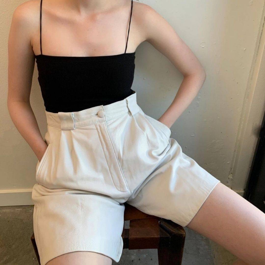 @cc_found vintage white high wasited shorts