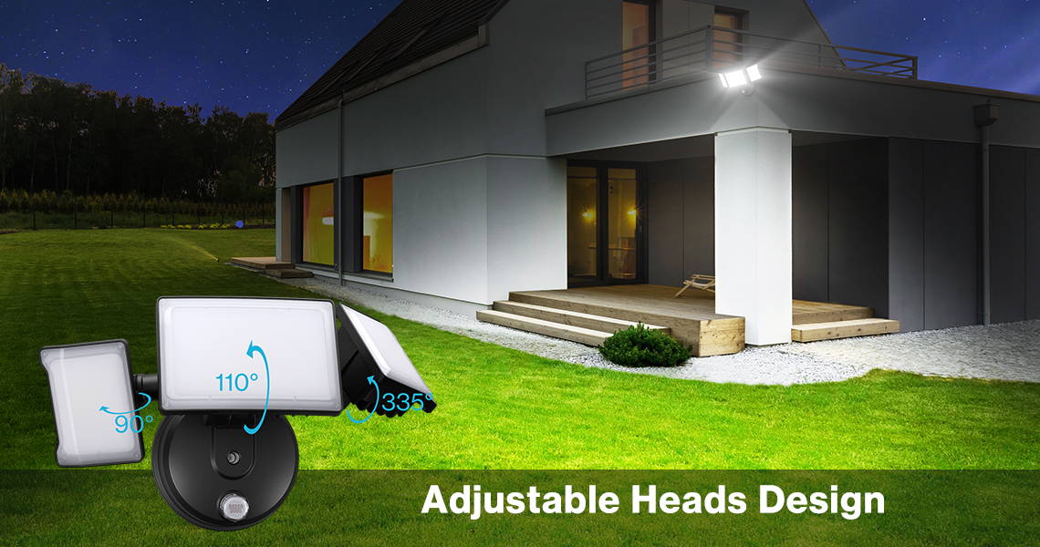 60W Dusk Till Dawn LED Outside Lights with 3 Adjustable Heads