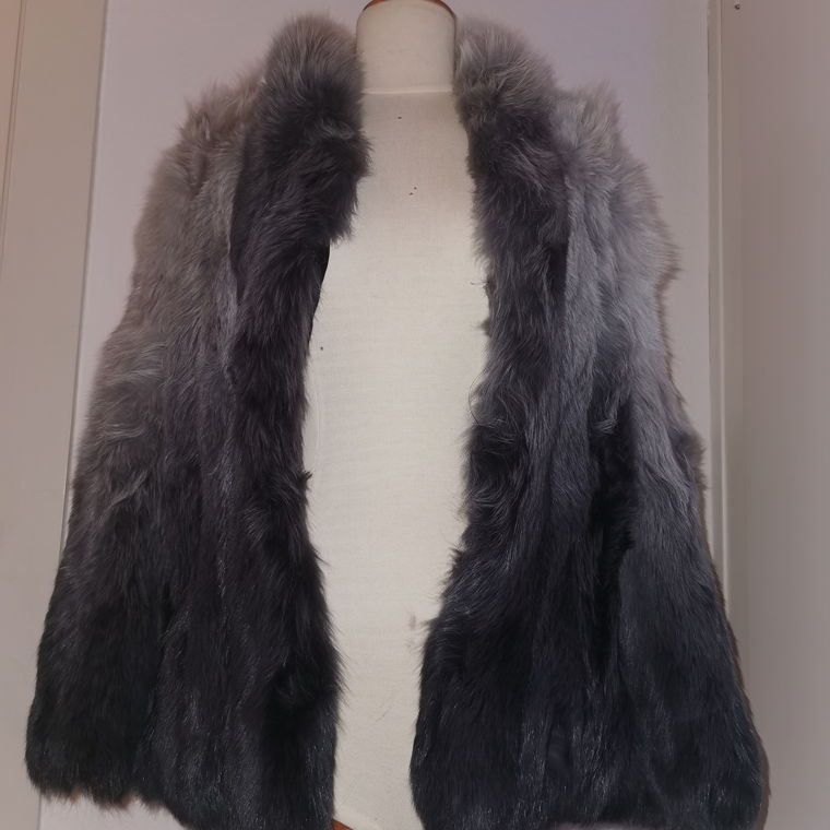 Vintage Fox Fur Coat in shades of grey