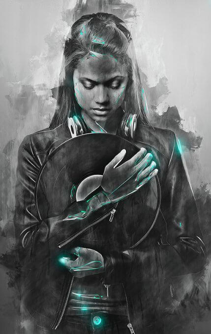 Flex Фотошоп экшен - абстрактный рисунок с элементами красок