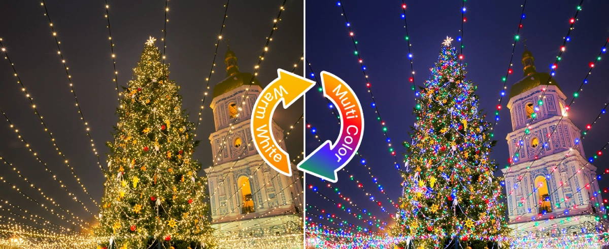 Ollny's 640 leds green cable warm white/multi-color string lights are super bright and super long