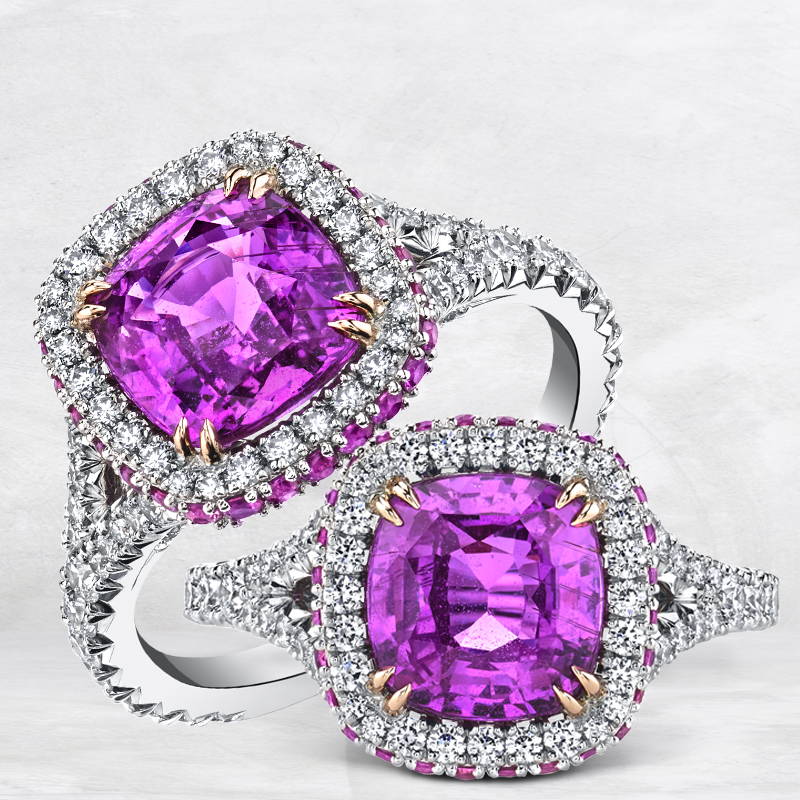 pink sapphire & diamond rings