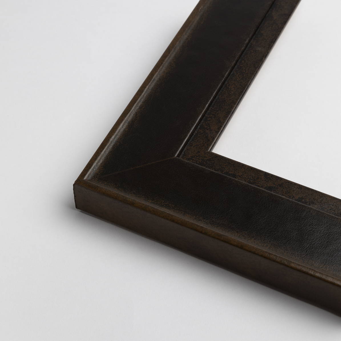 TV-Mirror Leather Look Frame Walnut by FRAMING TO A T