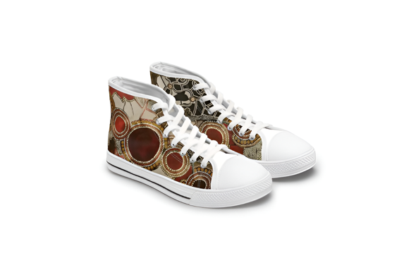 Women's High Top Sneakers, Unique Full Wraparound Print, Casual Canvas Footwear