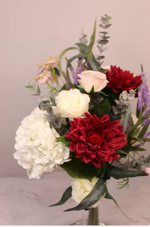 Burgundy Real Touch Dahlia Bouquet '88' - Image 4