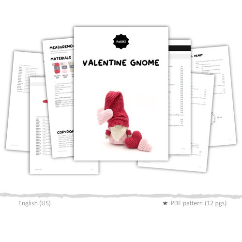 Valentine Gnome, Crochet Pattern, Amigurumi