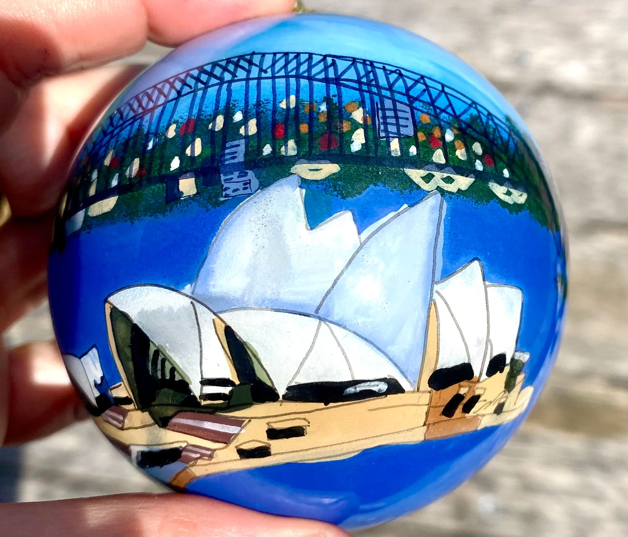 Inside Painted 80mm Sydney Harbour Personalised Christmas Bauble