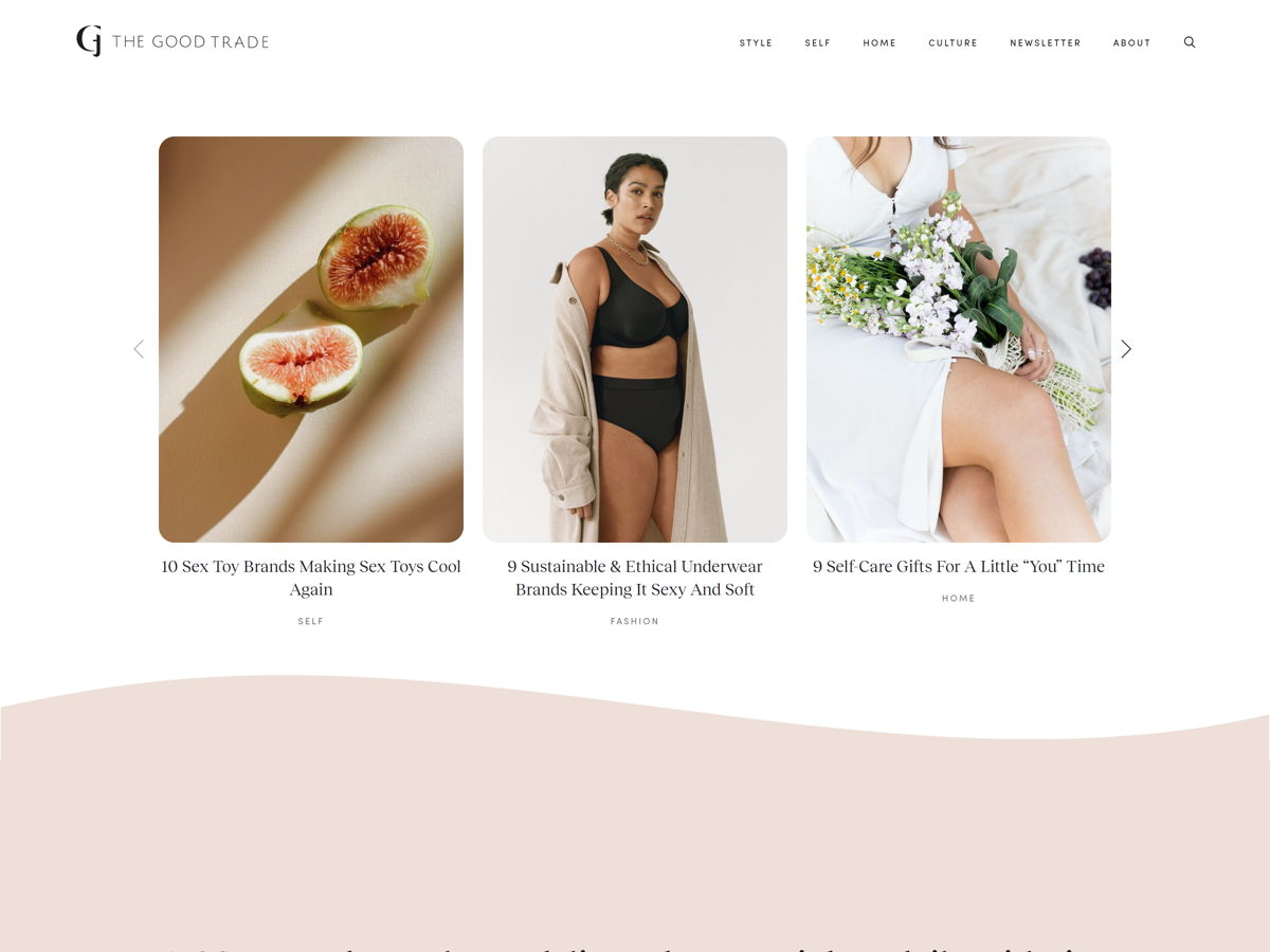 Screenshot of The Good Trade, from the blog design examples collection.