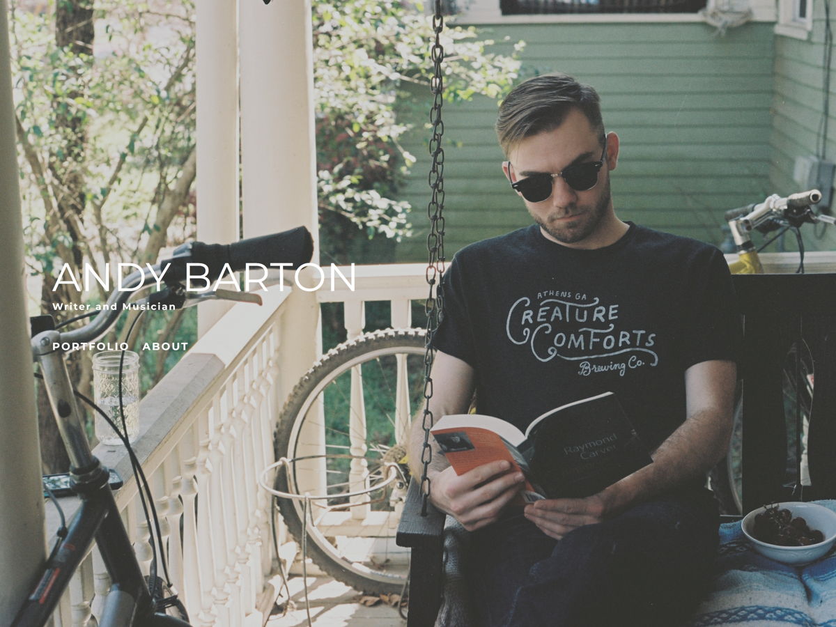Screenshot of Andy Barton, from the writer websites collection.
