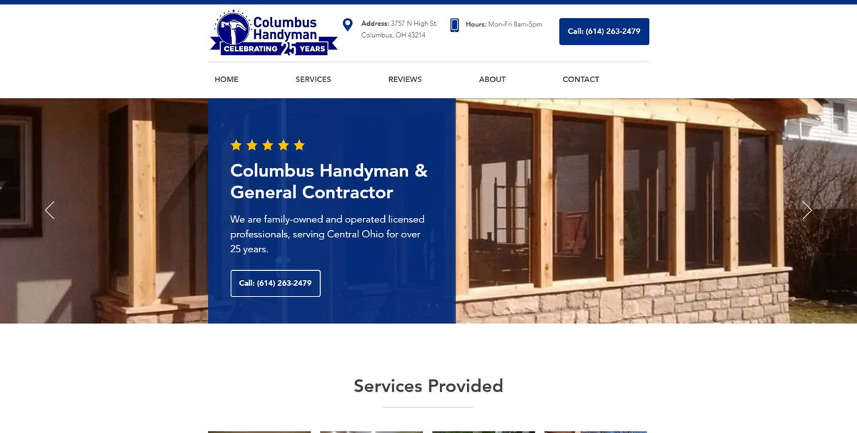 Screenshot of Columbus Handyman, from the contractor websites collection.