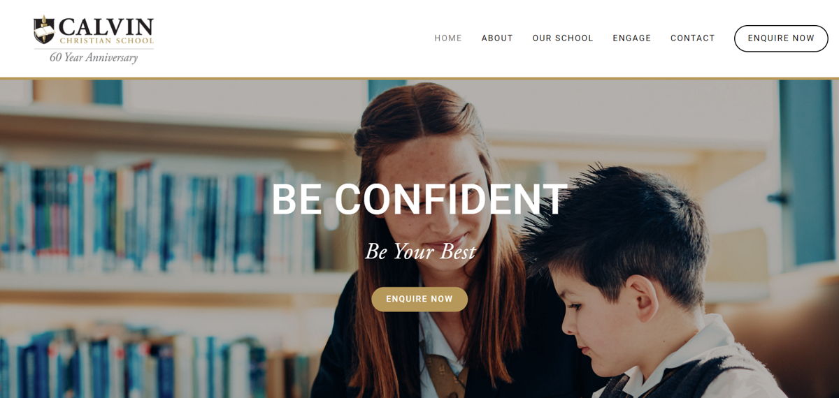 Screenshot of Calvin Christian School, from the school websites collection.