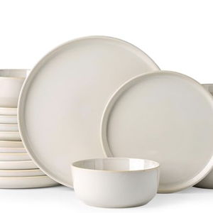 AmorArc Stoneware Dinnerware Sets,Round Reactive Glaze Plates and Bowls Set,Highly Chip and Crack Resistant | Dishwasher & Microwave Safe,Service for 6 (18pc)