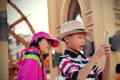 Boy and a girl looking at a smartphone. 