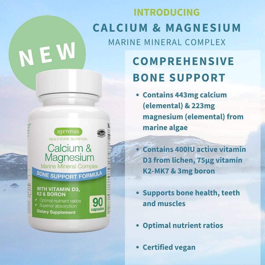 New calcium and magnesium marine mineral complex supports bone health andis vegan 