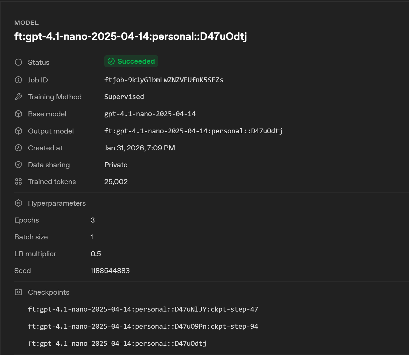 OpenAI fine-tuned model