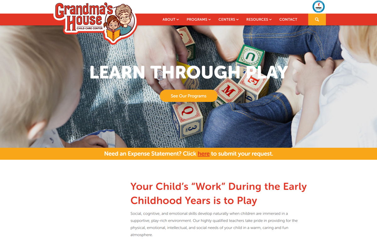 Screenshot of Grandma’s House, from the wordpress websites collection.