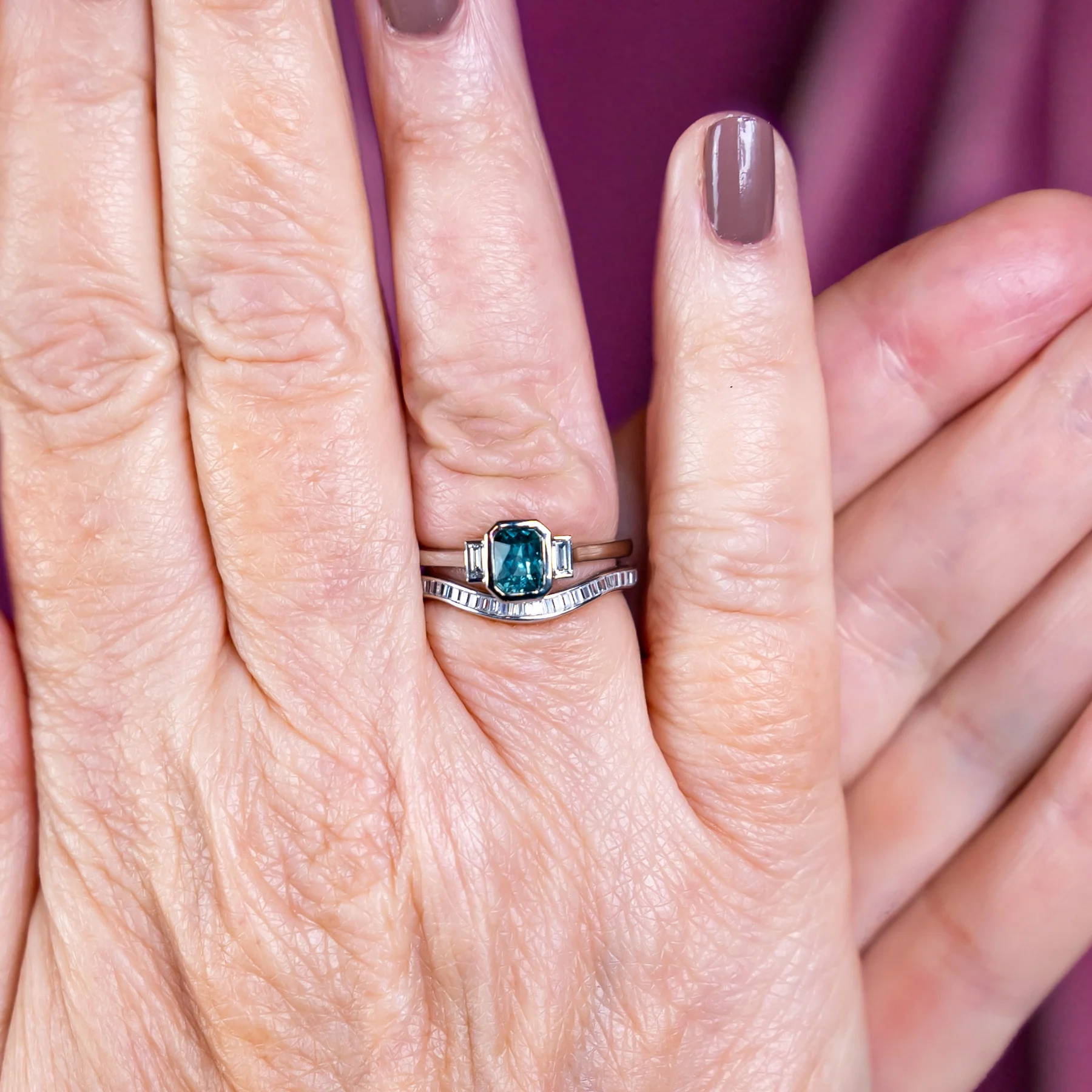 Art deco engagement ring and wedding ring
