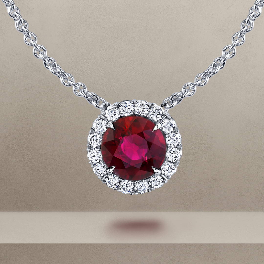 Pink diamond drop pendant necklace