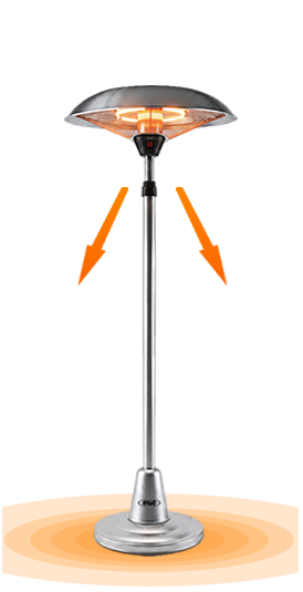 Calefactor de terraza de pie ANWO con cobertura de calor de hasta 20 m²