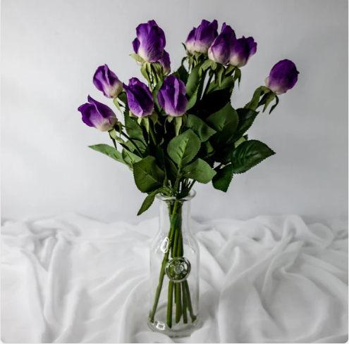 Fuchsia Real Touch Rose Bud - Realistic Artificial Flowers - Image 2