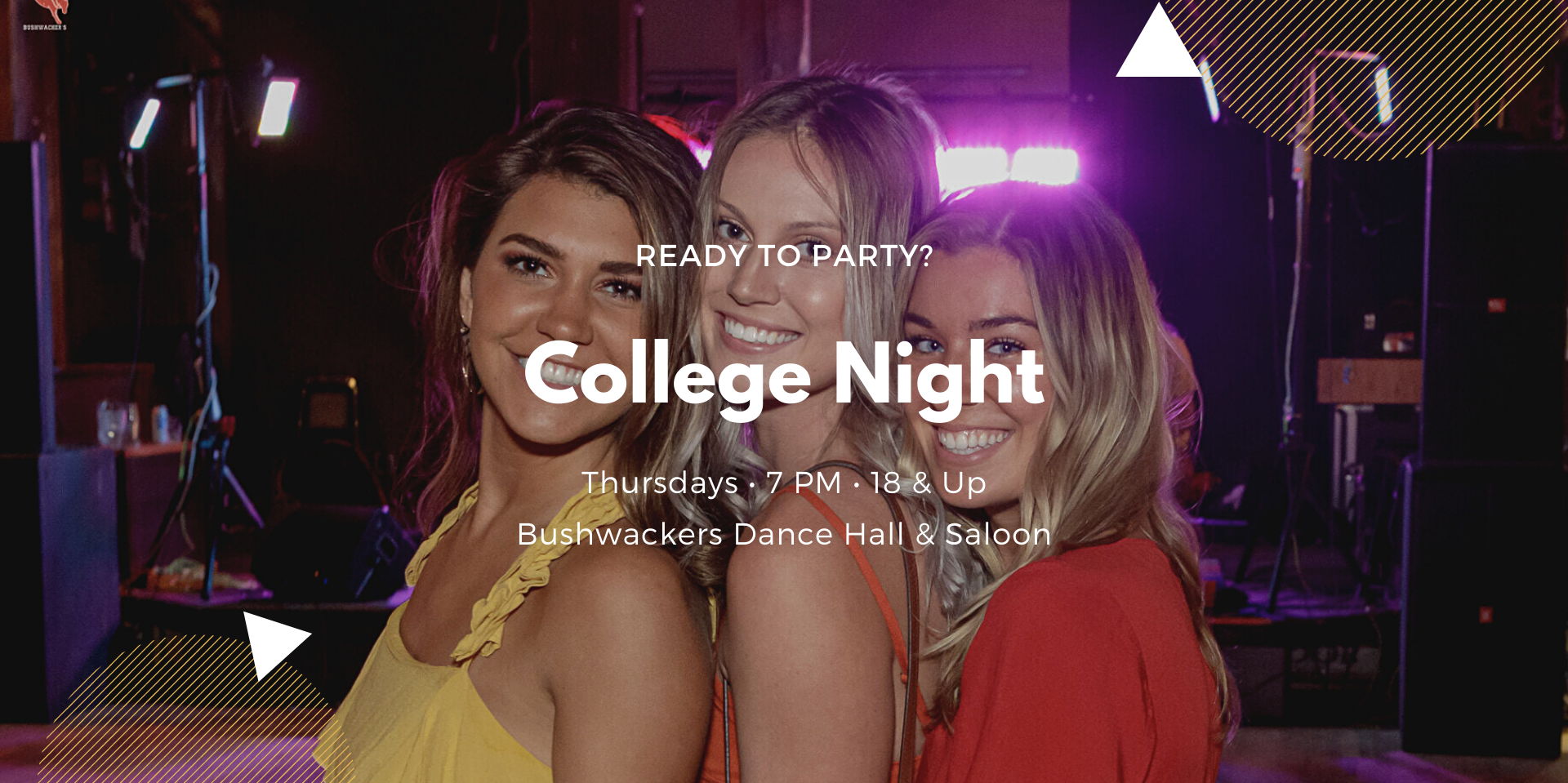18 & Up College Night at Bushwackers! promotional image