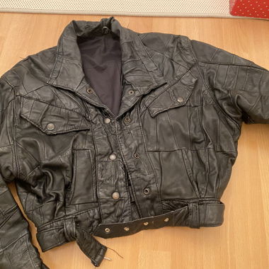 Lederjacke crop vintage schwarz Leatherjacket 