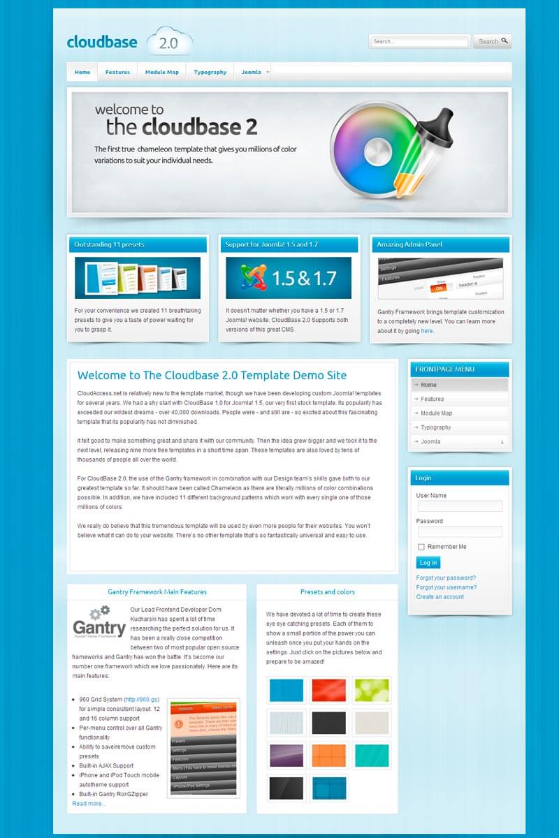 Cloudbase 2.0 - прекрасный шаблон для CMS Joomla