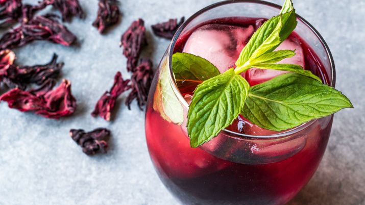 Hibiscus Tea (Karkade), a refreshing floral-infused beverage made from dried hibiscus petals