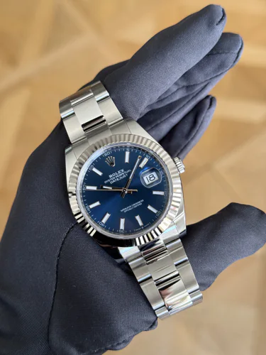 Rolex Datejust 41 Blue Dial Index Numerals Oyster Bracelet Box and Papers 2019