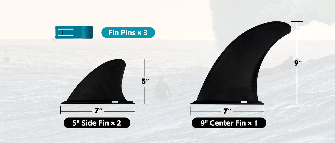 Funwater paddle board fins setup have side fins and center fins in 1 package