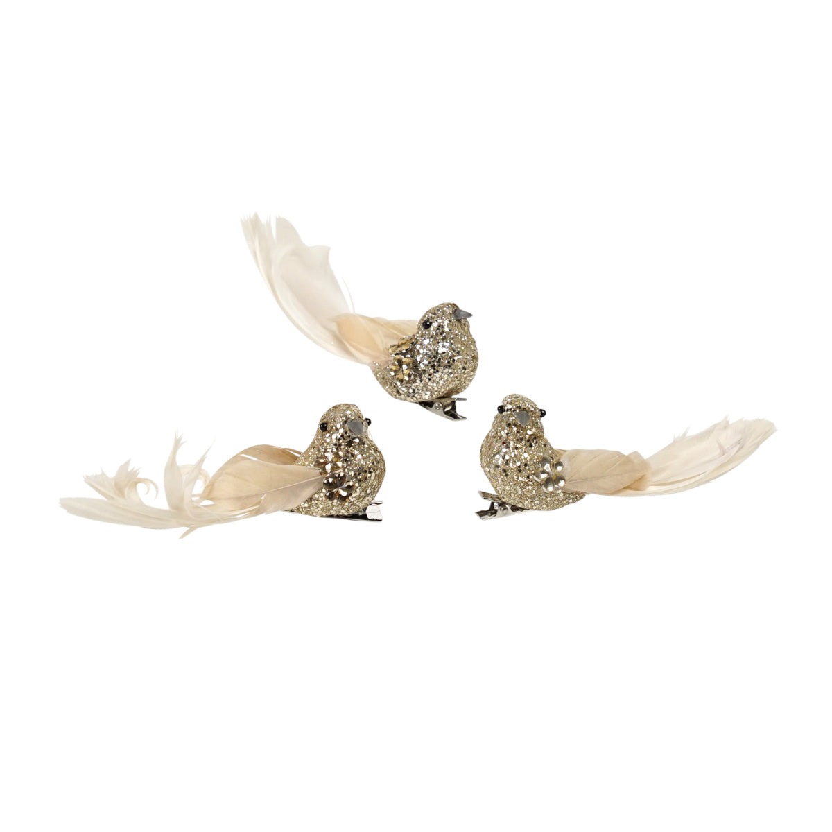 Pure Christmas Bird Clip On Champagne Assorted 11cm (price per item) | Minimax