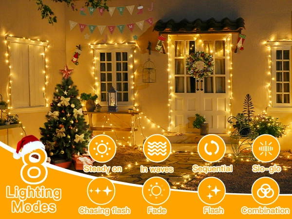 Features of Ollny's 800 leds green cable warm white string lights