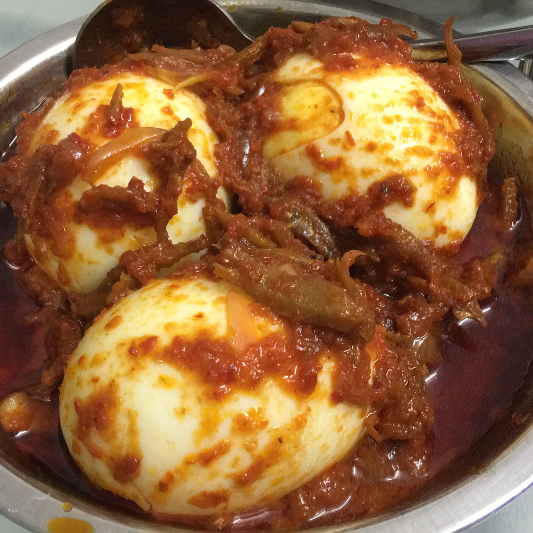 Eating Sambal Nasi Lemak from Grace’s recipe with boiled eggs.  So delicious n fantastic.