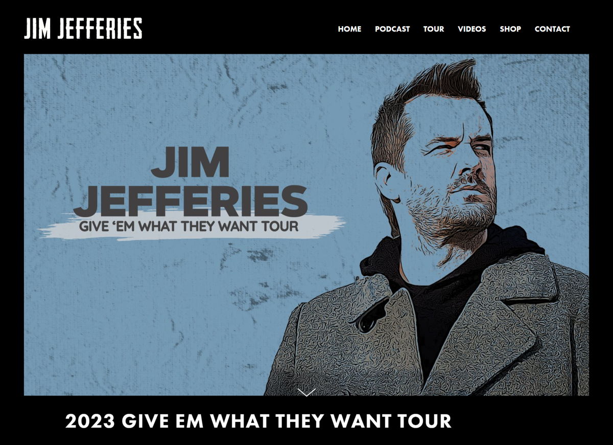 Screenshot of Jim Jefferies, from the stand-up comedian websites collection.