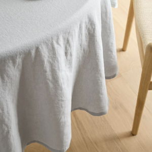 European Linen Tablecloth - 70" Round, Mist