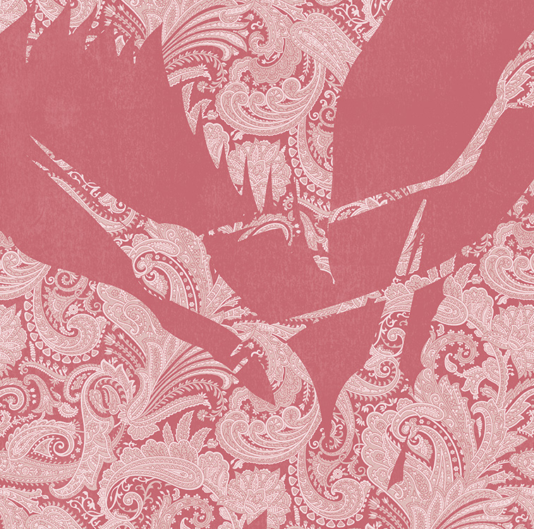 pink & white beautiful heron wallpaper pattern image