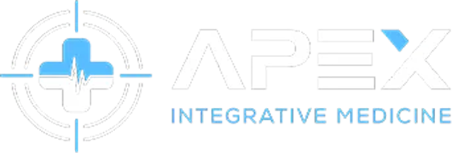 APEX Integrative Medicine logo with circular target symbol and blue cross, plus wordmark.