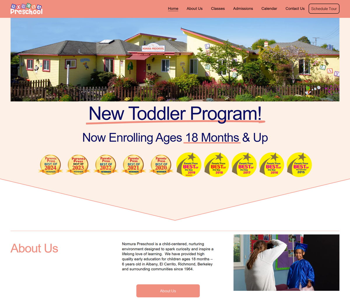Screenshot of Nomura Preschool, from the kindergarten websites collection.