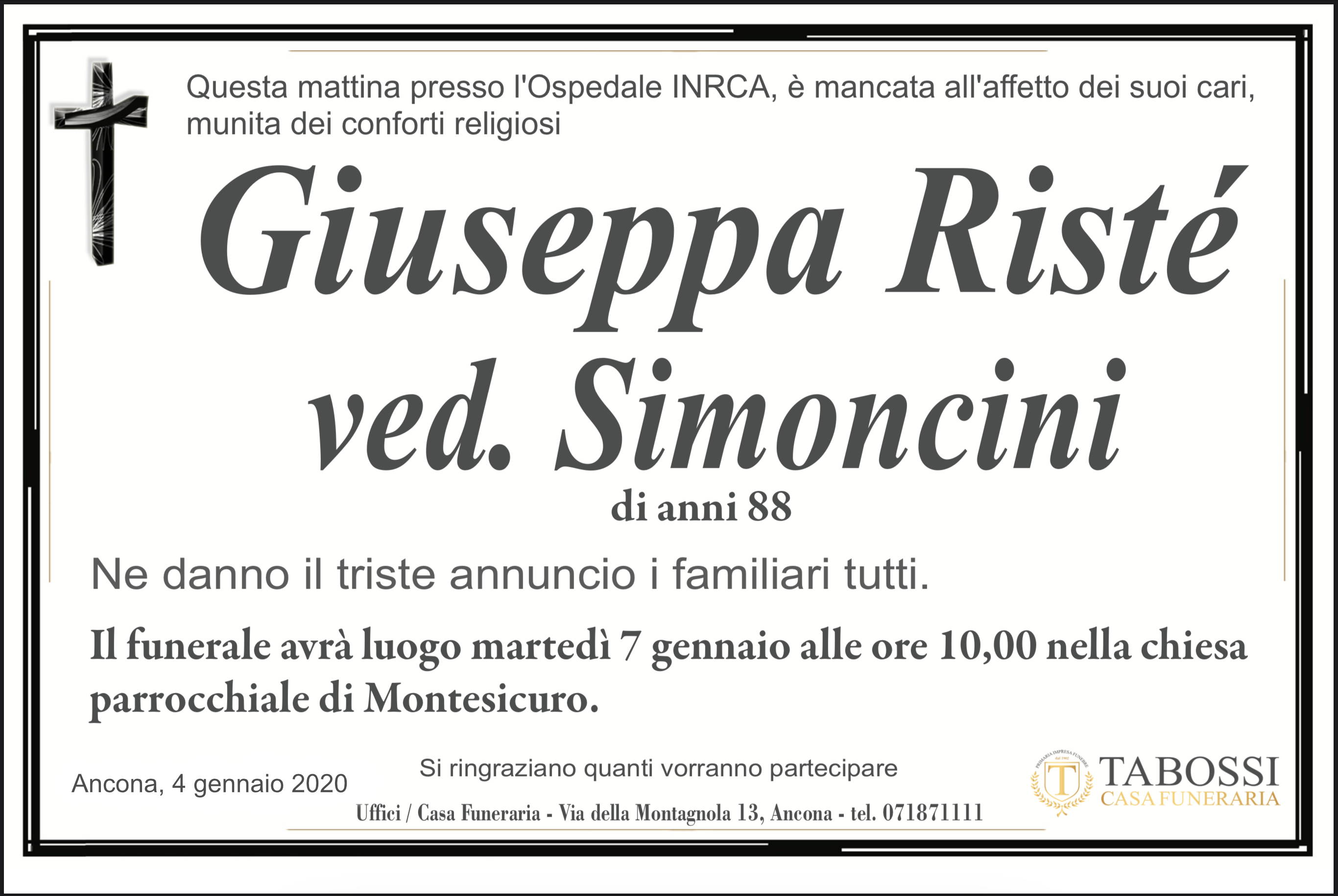 Giuseppa Risté ved. Simoncini