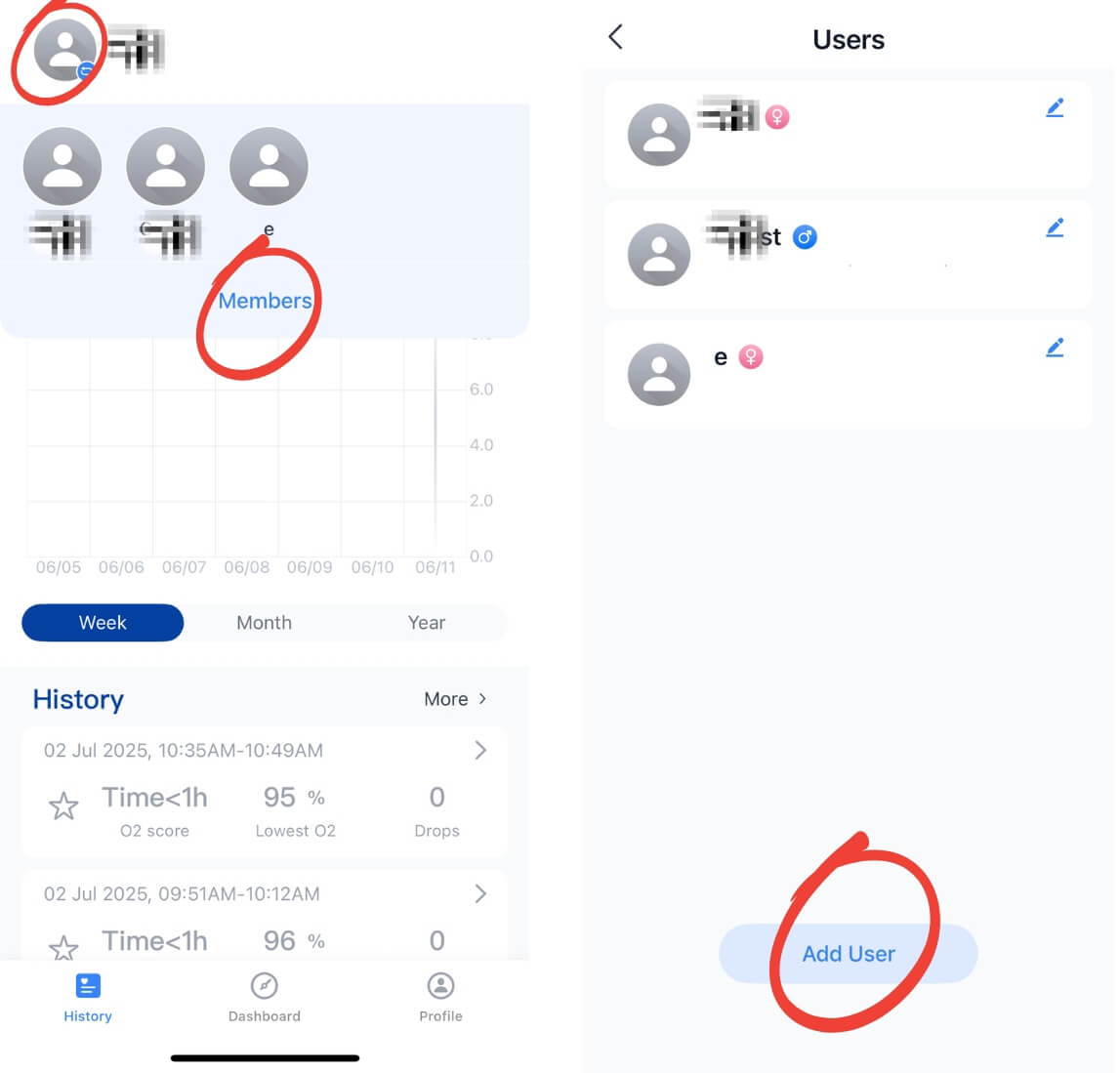 Gérer plusieurs utilisateurs et profils dans l'application ViHealth pour O2Ring