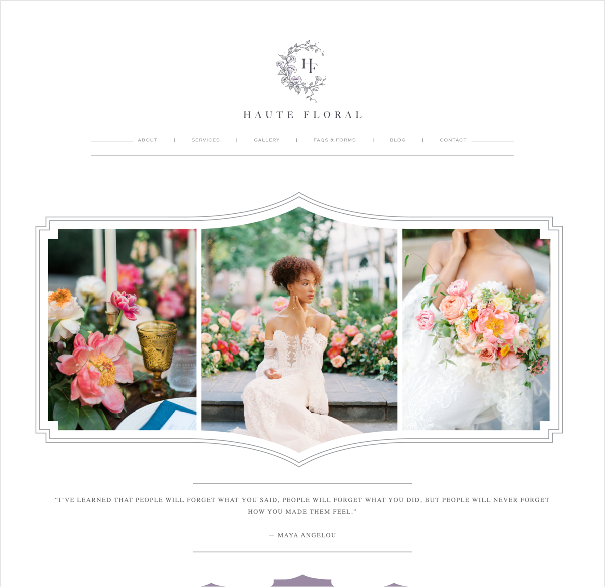 Screenshot of Haute Floral, from the florist & flower shop websites collection.