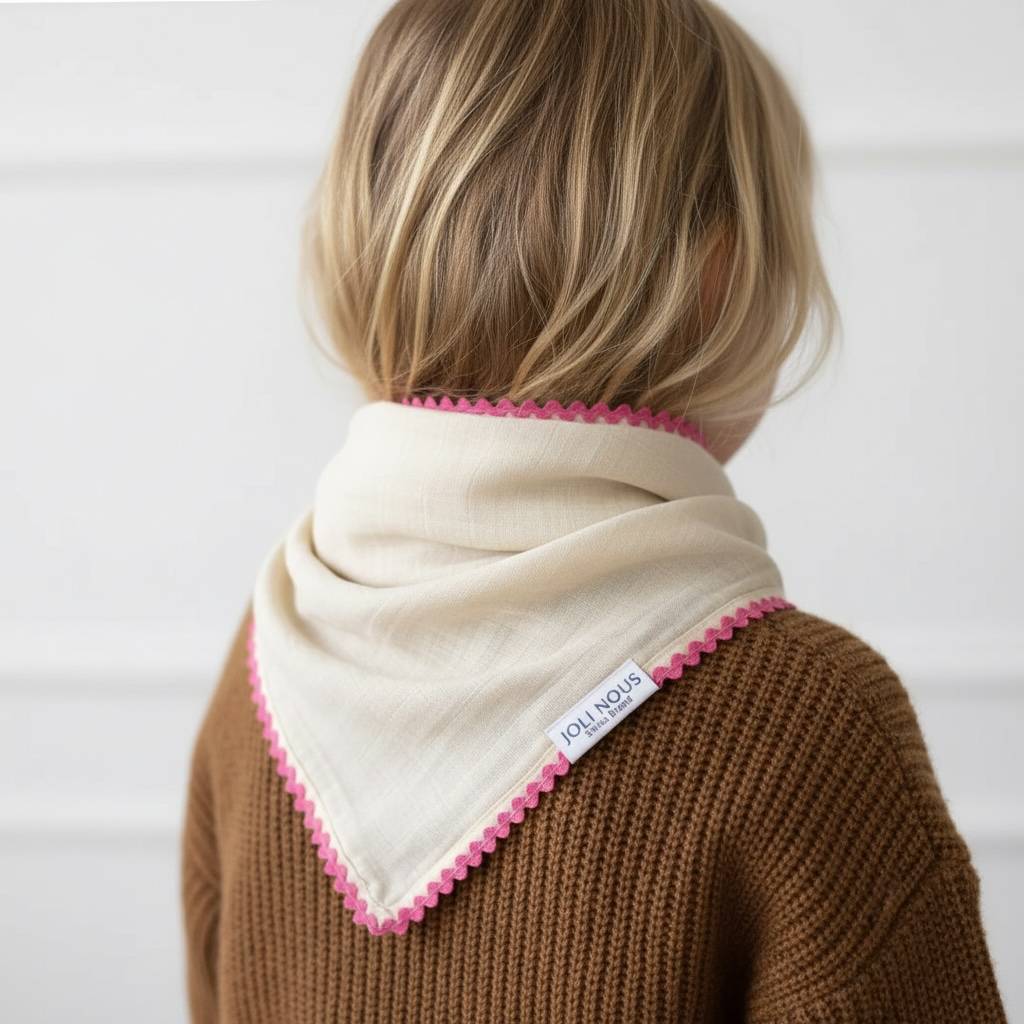 Foulard raffiné adorable pour bébé et enfant, en coton doux et bambou et respirant, certifié OEKO-TEX, idéal pour compléter une tenue d'enfant chic et confortable