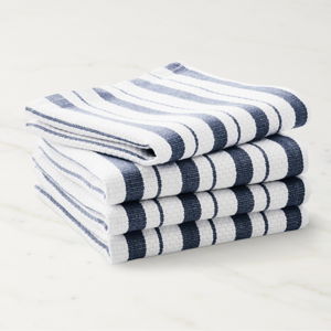 Williams Sonoma Classic Striped Dishcloths, Set of 4 Navy Blue
