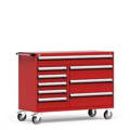 Rousseau Metal Mobile Drawer Cabinet on Wheels Red with Handle