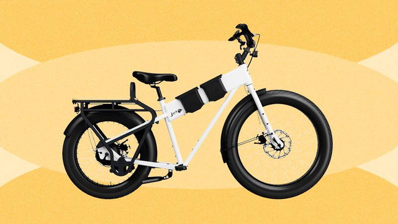 Side view of a black and white e-bike