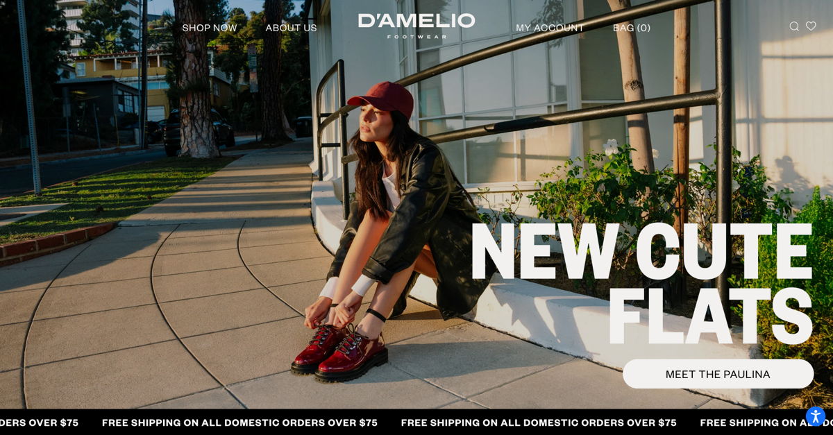 Screenshot of D'Amelio Footwear, from the celebrity websites collection.