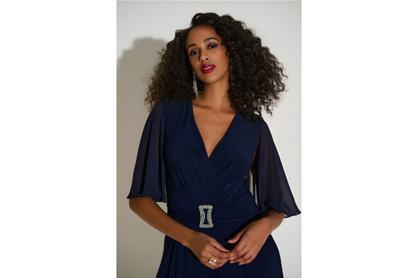 Signature | Silky Knit & Chiffon Wide Leg Jumpsuit with Cape 253723 - Image 6