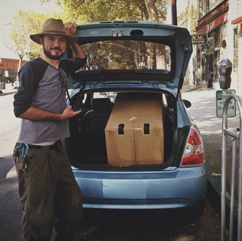 Taking a Keetsa mattress with his car. Saving carbon footprint.