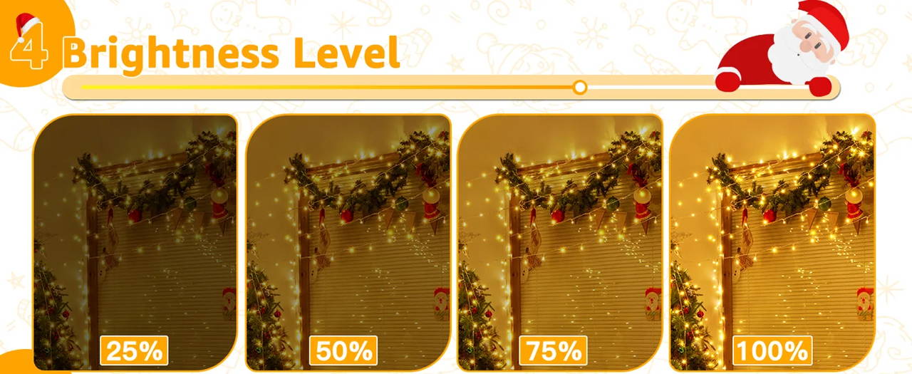 Features of Ollny's 800 leds clear cable cool white string lights - desktop size